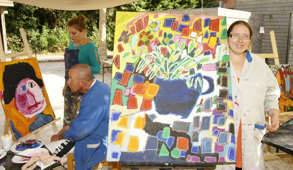 Les artistes au travail lors de "Art et Handicap" 2013
