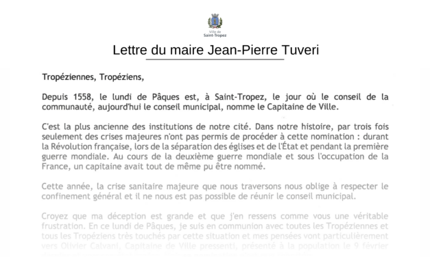 Report de la nomination du capitaine de ville : la lettre du maire aux Tropéziens